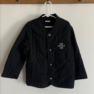Zara Kids Black Quilted Puffer Jacket with Positive Message